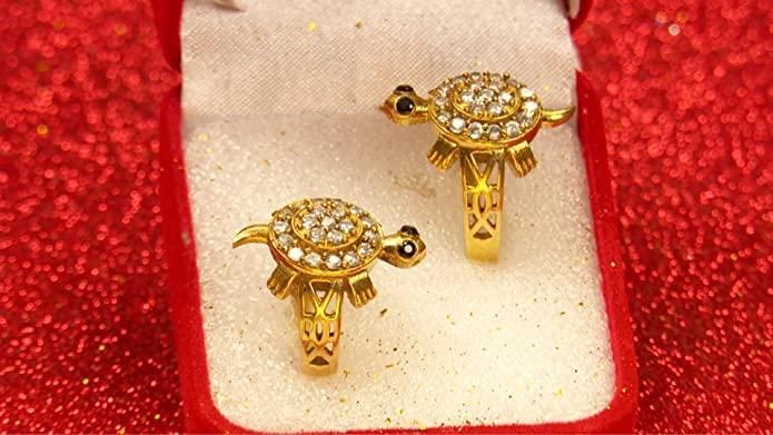 Panchdhatu Zircon Studded Turtle Meru Ring Set of 2