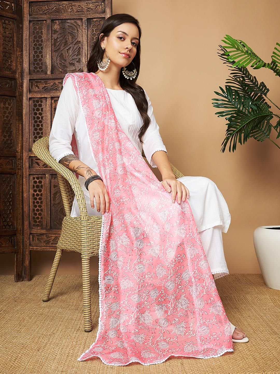 Women Embroidered Straight Kurta Pant With Dupatta Set