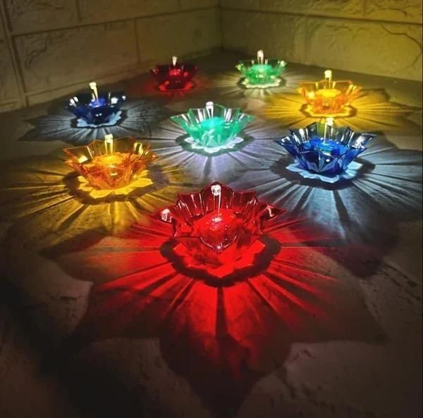 BD 3D Reusable Reflective Shadow Colorful Diya (Pack of 4/12/24)