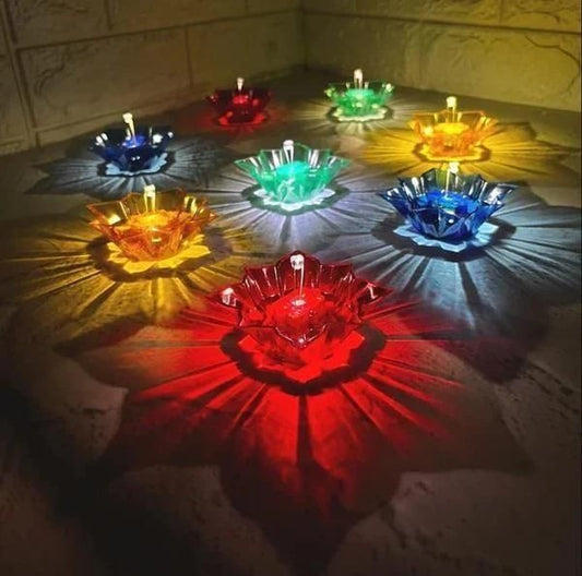 BD 3D Reusable Reflective Shadow Colorful Diya (Pack of 4/12/24)